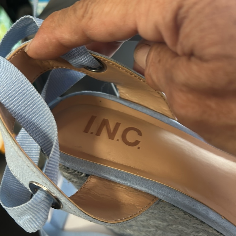 INC International Concepts Blue Espadrille Wedge Sandals - Picture 4 of 8
